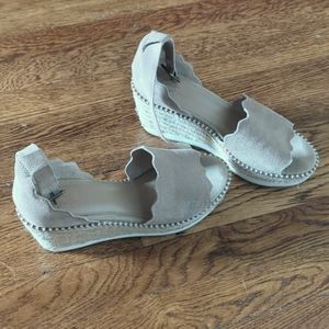 Faux Suede Platform Espadrille Sandals